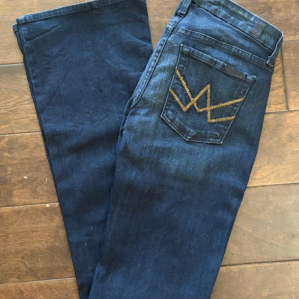 7 For All Mankind Dark Blue A Pocket Flare Jeans